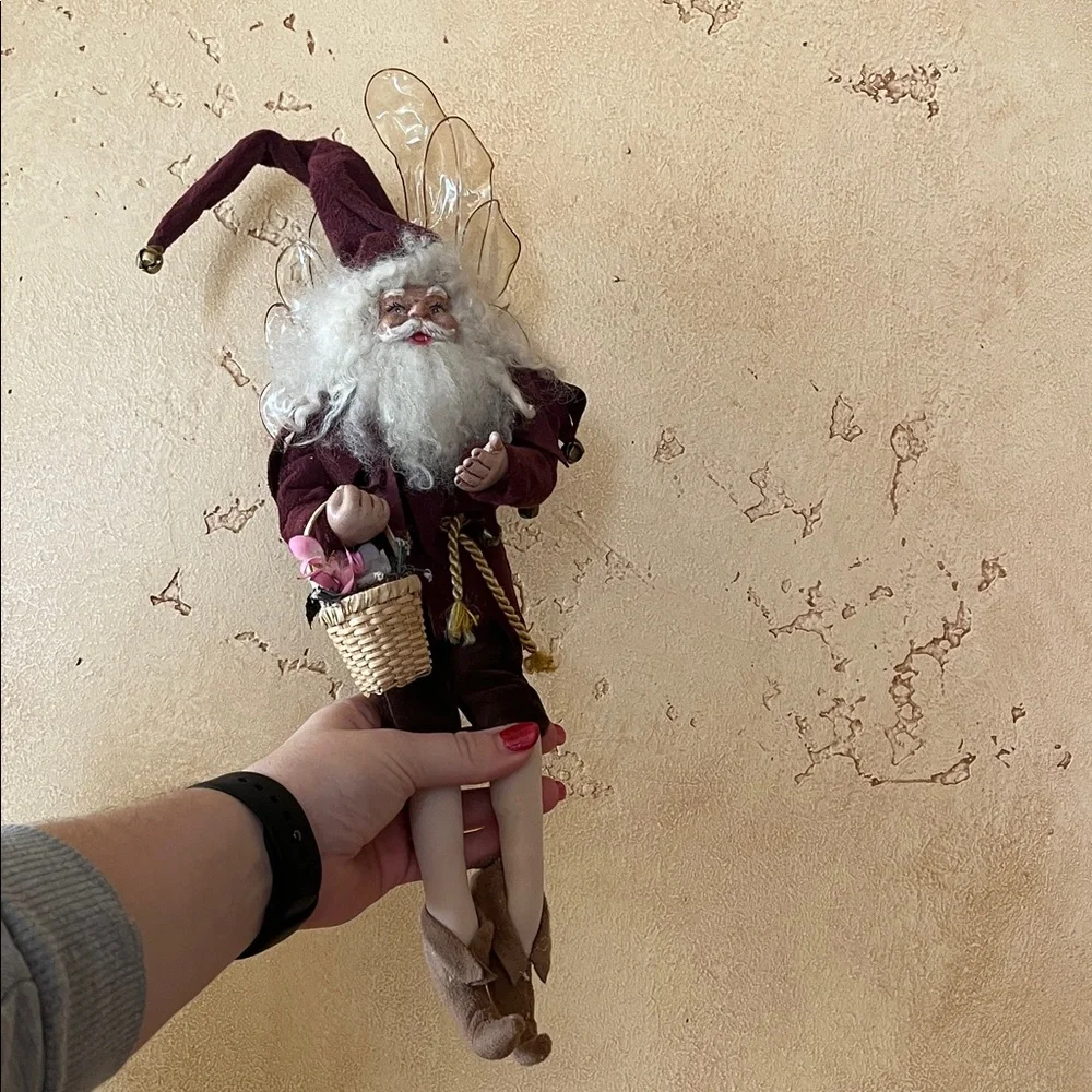 Vintage Lynn West Floral Burgundy Santa Fairy Doll